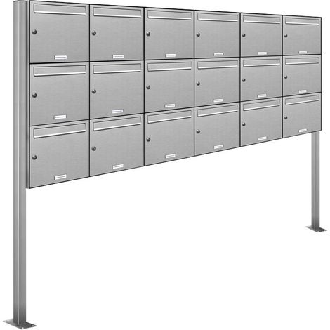 18er Edelstahl Standbriefkasten Anlage Freistehend (1/5)
