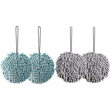 Chenille-Handtücher (4er-Set) mit Aufhängeschlaufe, schnelltrocknend.