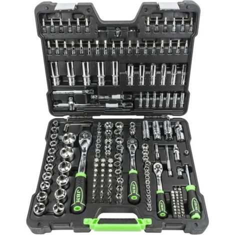 Mallette à outils 179 pièces – Douilles hexagonales 1/2' et 1/4' – Ratchet 72 dents – Accessoires inclus – JBM54046 (1/5)