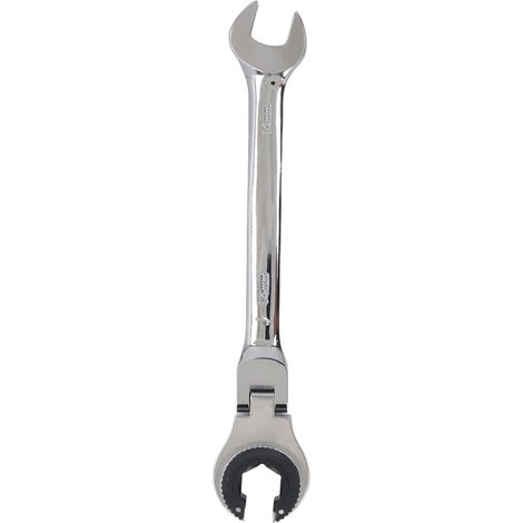 Clé à écrou de tuyauterie 14 mm 7.5 pouces bout ouvert 72 dents à cliquet tête articulée pour carburant frein clim angle ajustable acier CrV 1 pièce (1/5)