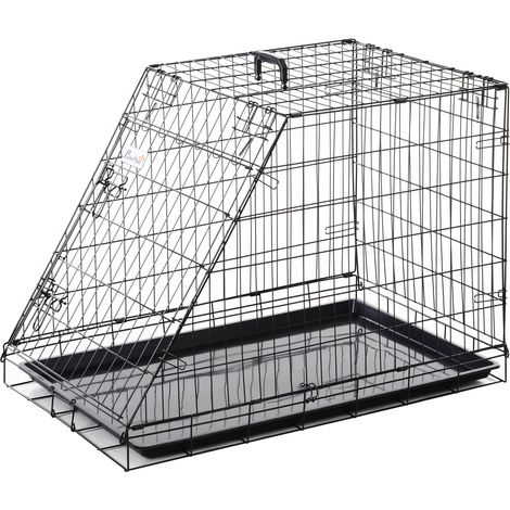Pawhut Trapeze Collapsible Dog Pet Travel Box Cage Removable Tray 93 x 58 x 65cm