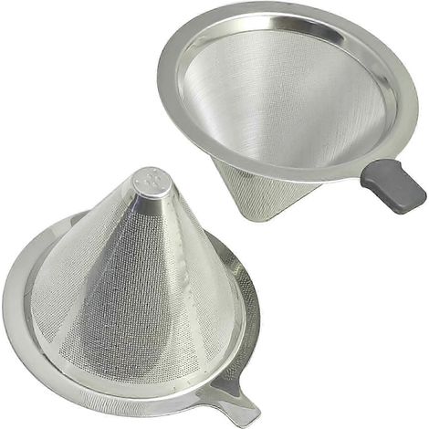 Filtre à café réutilisable en inox pour V60, Chemex et cafetières à filtre - Durable, écologique, compatible avec la plupart des machines - Filtre permanent en acier inoxydable, lavable et résistant, (1/5)