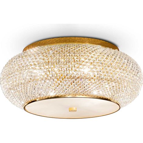 Ideal Lux Pasha' - 10 Light Ceiling Flush Light Gold mit Kristallen, E14 (1/2)