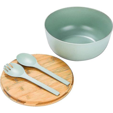 1 Saladier, fibre de bambou, avec couvercle, cuillère et spatule, pour légumes et fruits (1/5)