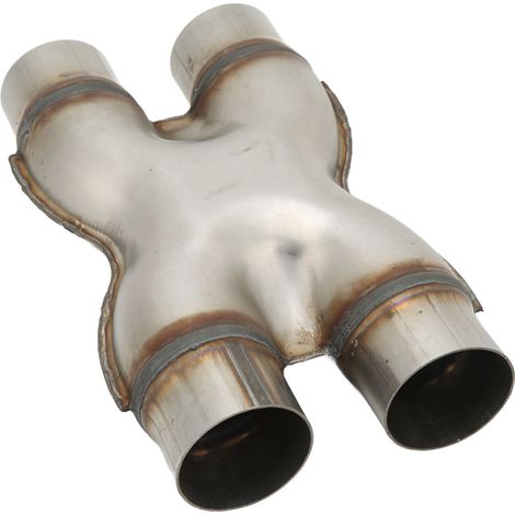 Adaptateur de tuyau d'échappement double pour voiture, connecteur en acier inoxydable 409, sortie d'échappement en X, diamètre intérieur de 76 mm (1/5)