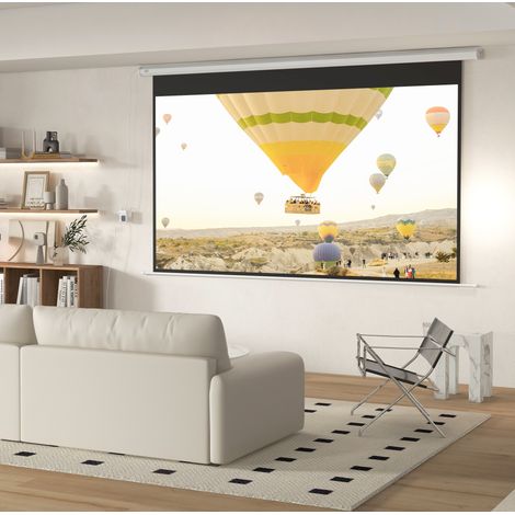 Schermo di proiezione motorizzato in plastica bianca 293,5x8x176 cm, area 266x149 cm, 120", con telecomando (1/5)