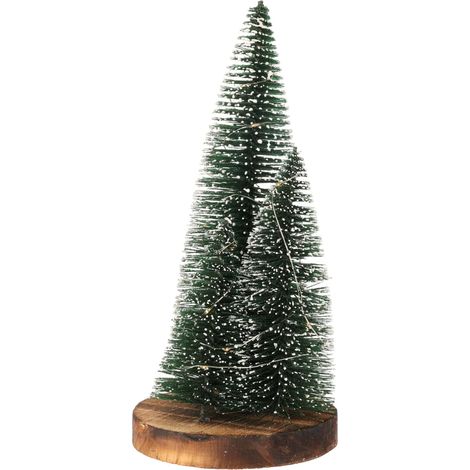 Alberi di Natale su base, con led luminosi e timer, color verde, set da 3 pezzi -40 cm