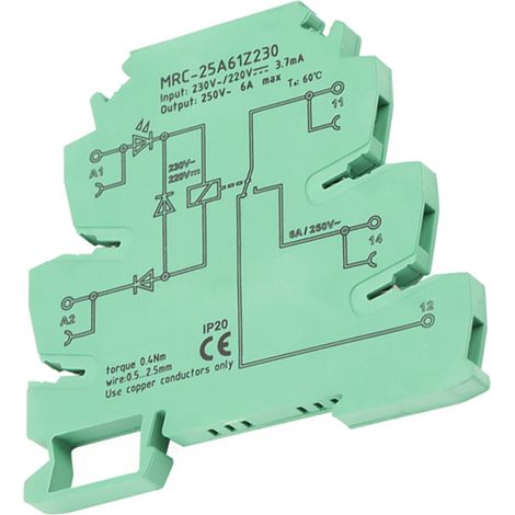 MRC-25A61Z230 SPS-Elektromagnetisches Kontaktschnittstellen-Relaismodul, Eingang 230 V AC/220 V DC, 1 Schließer, 1 Öffner (1/5)