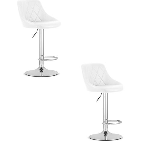 Taburete Kast - base de piel ecológica blanca/cromada x 2 (1/5)