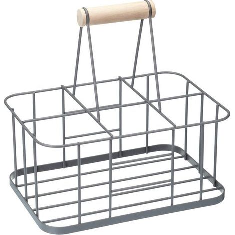 Living Nostalgie KitchenCraft Draht-Milchkiste/Flaschenträger aus Metall, 29 x 20 x 13 cm - Grau (1/4)