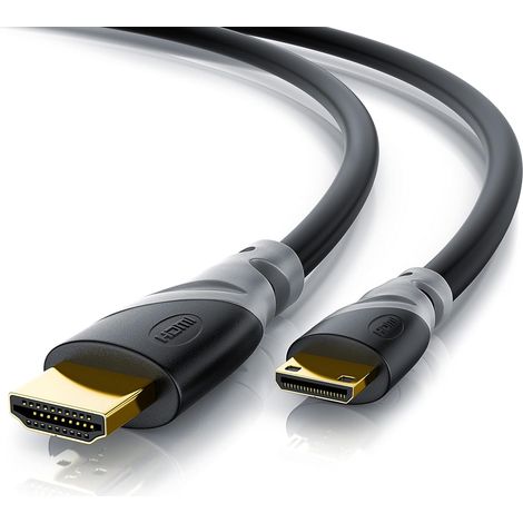 Câble mini hdmi vers hdmi 10m - Câble mini HDMI type C vers full HDMI type A - 1080 p 2160 p 4k @60hz - Supporte Full HD Ultra HD HD Ready 3D - Ethernet High Speed - Contacts plaqués Or 24K (1/5)