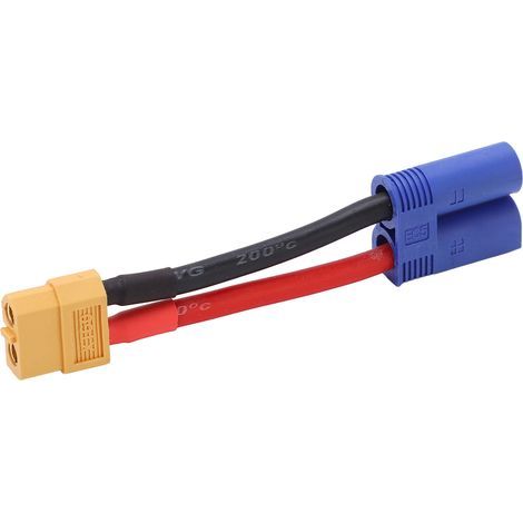 Câble de connexion souple en silicone XT60 femelle vers EC5 mâle pour véhicules RC, avions et bateaux