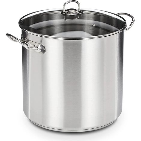 GSW 643474 pentola jumbo professionale con coperchio in vetro 30x28 cm/ca. 20,0 litri, acciaio inossidabile, argento, 30 cm (1/5)