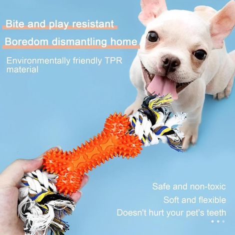 Lot de 2 jouets pour chiot, os texturé indestructible pour petits chiens, jouet à mâcher durable pour la dentition et l'amusement (1/5)