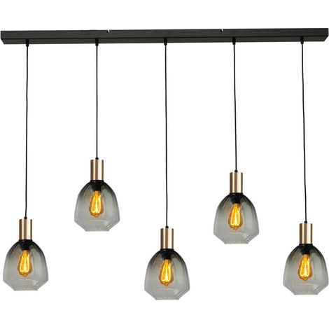 Lampe suspendue 5 lumières - dorée - Porto avec des lunettes vertes Nicolette - 2711-05-02-130-5-14