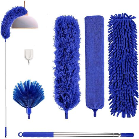 Staubwedel Teleskop Mikrofaser Spinnenwebenentferner 213cm Blau 7pcs (1/5)