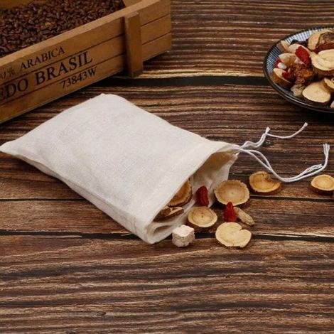 Lot de 50 petits sacs réutilisables en mousseline de coton avec cordon de serrage, pour café, thé, herbes, épices, savon 12 x 8 cm