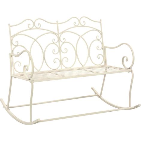 Banc de jardin Banquette de Jardin - Mobilier de jardin 104 cm Fer Blanc antique BV590931 - BonneVie (1/5)