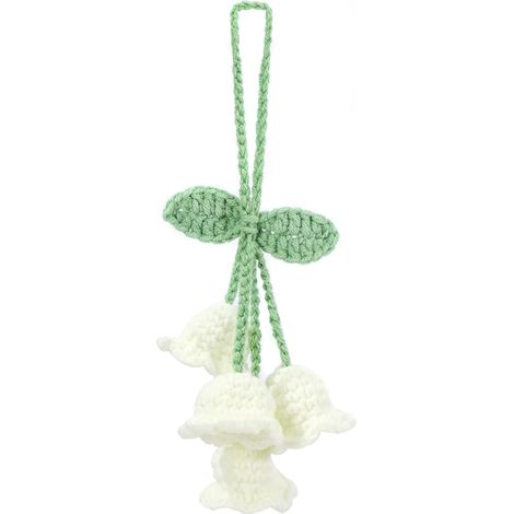Pendentif de rétroviseur en forme de lys tissé à la main, accessoire décoratif mignon pour voiture, accessoire de rétroviseur au crochet pour femme, pour pendentifs décoratifs, pendentif accessoire de (1/5)