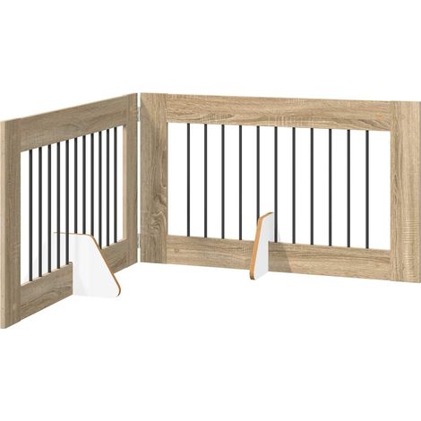 Foldable Dog Gate with Stands 2 pcs Sonoma Oak 200.5 cm vidaXL