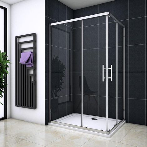 Box Doccia Angolare Porta Scorrevole 195cm Vetro Temperato Trasparente 6 mm Anticalcare Easyclean 70x70 cm (1/5)