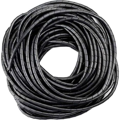 Gaine Spirale Flexible Universel 4mm, Kit de Câble Rangement de Tube d'Enroulement de Câble en Spirale pour Protéger Le Câble d'Antenne TV/PC/USB/Télé/AUX- (25m) Noir