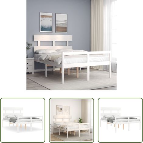 vidaXL Lit en bois - Lit pour personne âgée sans matelas blanc 120x200cm bois massif (1/5)