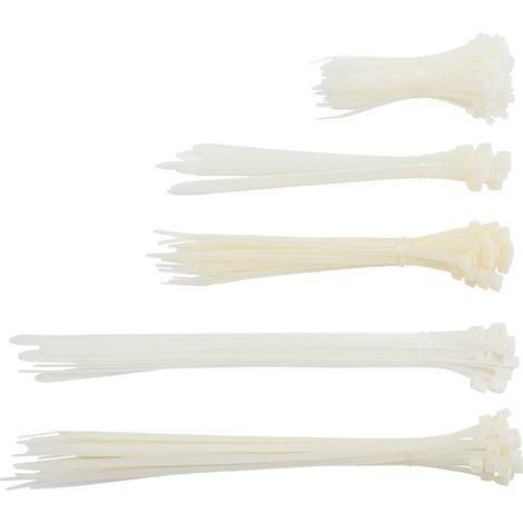 Assortiment de colliers plastique blanc 100 - 300 mm 250 pièces BGS Do it yourself (1/4)