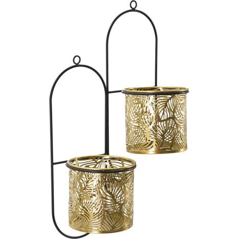 Lot de 2 Cache-Pots Muraux "Hong" 48cm Or (1/5)
