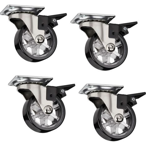 4er Set SO-TECH Design Möbelrollen RAPID Rollen-Ø 50 mm schwarz mit Bremse Tragkraft 35 Kg