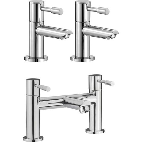 Blossom Modern Set of Two Basin Taps & Deck Mounted Bath Filler Tap (1/5)