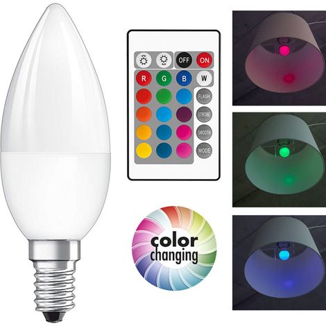 Trade Shop - Lampadina Led Rgb Bulbo E14 Da 4.5w 2700k 250 Lumen Color Y Telecoming - (1/2)