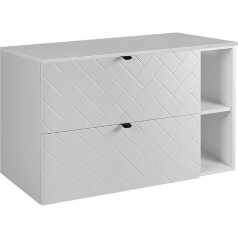 Mobile da bagno, Bianco Opaco, 100 x 57 x 46 cm, Maniglie Nere (1/4)