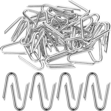 Clou de Clôture en Forme de U, Agrafe pour Grillage, Clous en U à Double Pointe pour Fixer Clôture Jardin, Gazon Clôtures, Grillage a Poule (100 gros) (1/5)