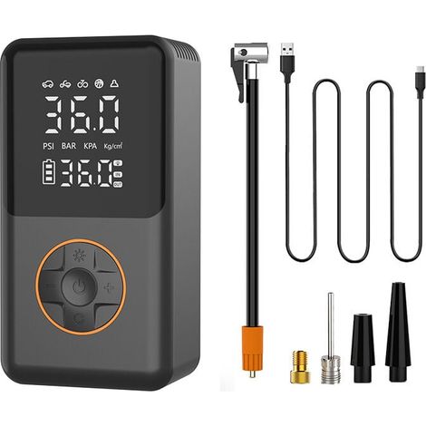 Electric Air Pump, 10000mAh Battery Electric Air Pump, 150PSI Portable Mini Compressor with Pressure Gauge, Digital LCD Screen Electric Bicycle Pump for Cars, Bicycles, Motorcycles and MUMU (1/4)