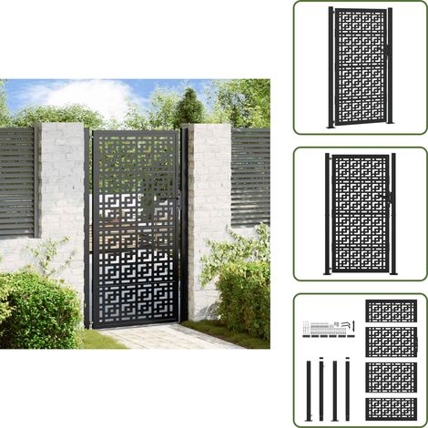 vidaXL Gartentor Schwarz 105x180 cm Stahl Kreuz-Design (1/5)