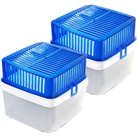 Lot de 2 déshumidificateurs absorbeurs d'Humidité carré compact, contenance 600 g - Hauteur 14 x Longueur 16 x Profondeur 16 cm (1/4)