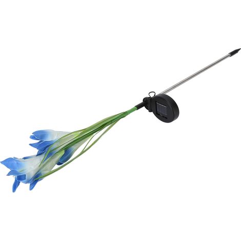 Blau-weiße LED-Solar-Lilienlampe für Garten, Rasen, Villa, Park, Einfahrt, Landschaftsgestaltung, mit integriertem Akku. (1/5)
