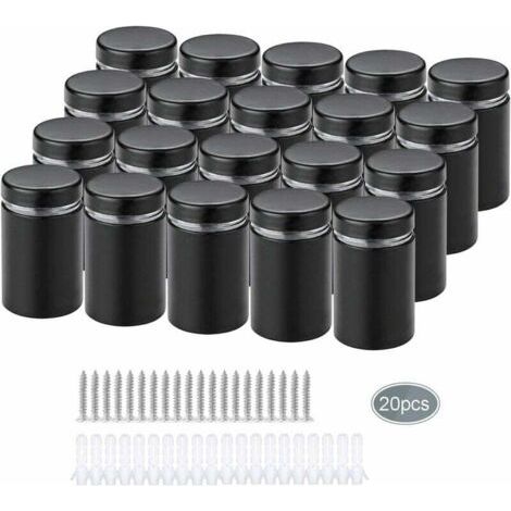 QORVA-20 Pièces Entretoise de Verre,Acier Inoxydable Publicité Vis,Verre Signe Publicité Clous Vis Frameless Standoff Fixations Clamp (1/5)