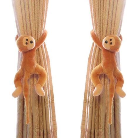 Coppia di ganci fermatende, clip per tende a forma di scimmia, corda, supporti per accessori per tende a forma di animale, staffe decorative per tende per cameretta, soggiorno, casa, ufficio, finestra