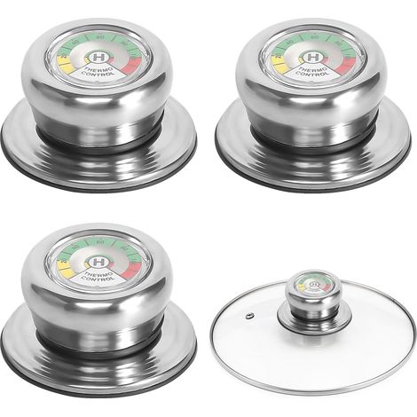Perillas para tapa de olla (3 piezas, termómetro, asa de vidrio, perillas para tapa de olla, asa para tapa de olla, perilla para tapa de olla para sartén y olla) (1/5)