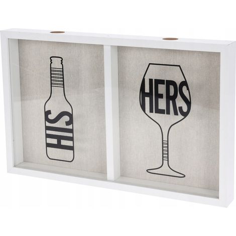 Contenitore con tappo di sughero e tappo di bottiglia, da appendere al muro, cornice decorativa, 25,5x40 cm.