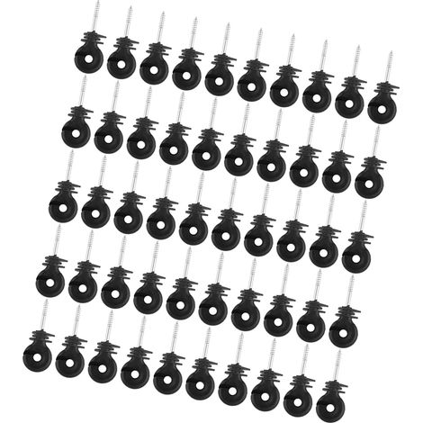 Packung mit 50 schwarzen Schraubringisolatoren für hölzerne Elektrozaunpfosten (1/5)
