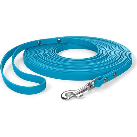 10 m lange Tracking-Leine, Hundeleine, Handschlaufe, Cyanblau, extra schmal, schmutz- und wasserabweisend (1/5)