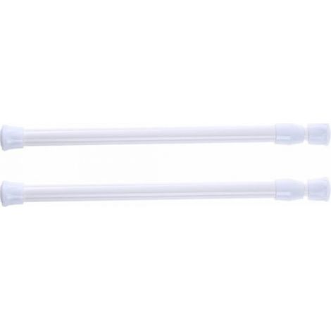 Lot de 2 tringles à rideau de douche télescopiques, sans perçage, pour douche, baignoire, armoire, blanc, largeur 30-50 cm