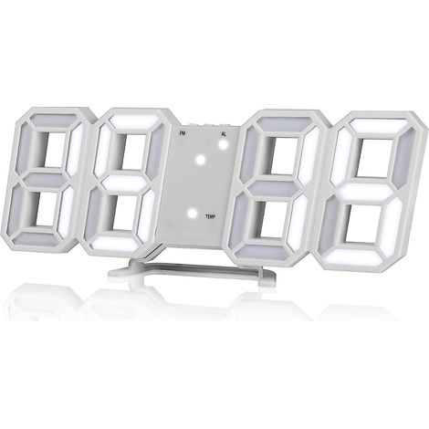 Horloge murale LED numérique USB avec lumière réglable, calendrier, alarme et affichage de la température - Idéale pour le bureau, la maison, l'hôtel et la chambre. (1/4)