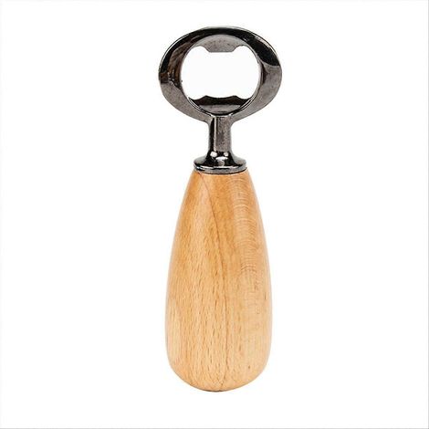 Ouvre-bouteille à bière manche en bois clair, ouvre-bouchon mural robuste, tire-bouchon vintage pour cuisine et bar, accessoire pratique pour bouteilles, finition naturelle, outil de décapsulage éléga (1/5)