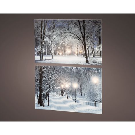 Verschneite Landschaften led Bild 58x1,5x38cm 6 leds 2 sortierte Modelle