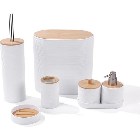 Set mit Deckel Seifenspender Wattestäbchenhalter und