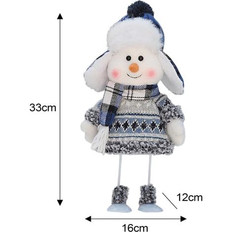 Adorable peluche bonhomme de neige tricotée, cadeau de Noël fait main, décorations de Noël d'intérieur, figurines bonhomme de neige (1/3)